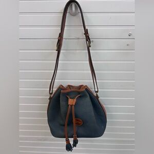 Vintage Dooney & Bourke USA All-Weather Leather Drawstring Bucket Bag